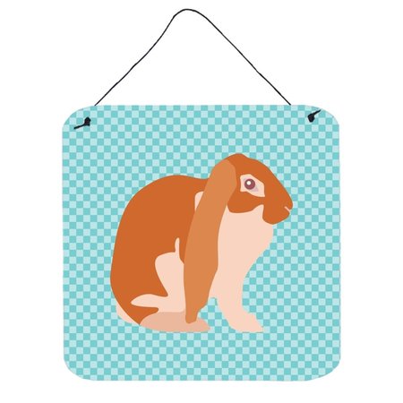 MICASA English Lop Rabbit Blue Check Wall or Door Hanging Prints6 x 6 in. MI228593